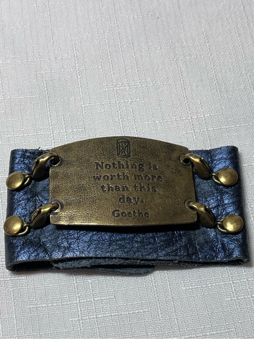 Lenny & Eva metallic blue leather sentiment bracelet